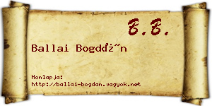 Ballai Bogdán névjegykártya